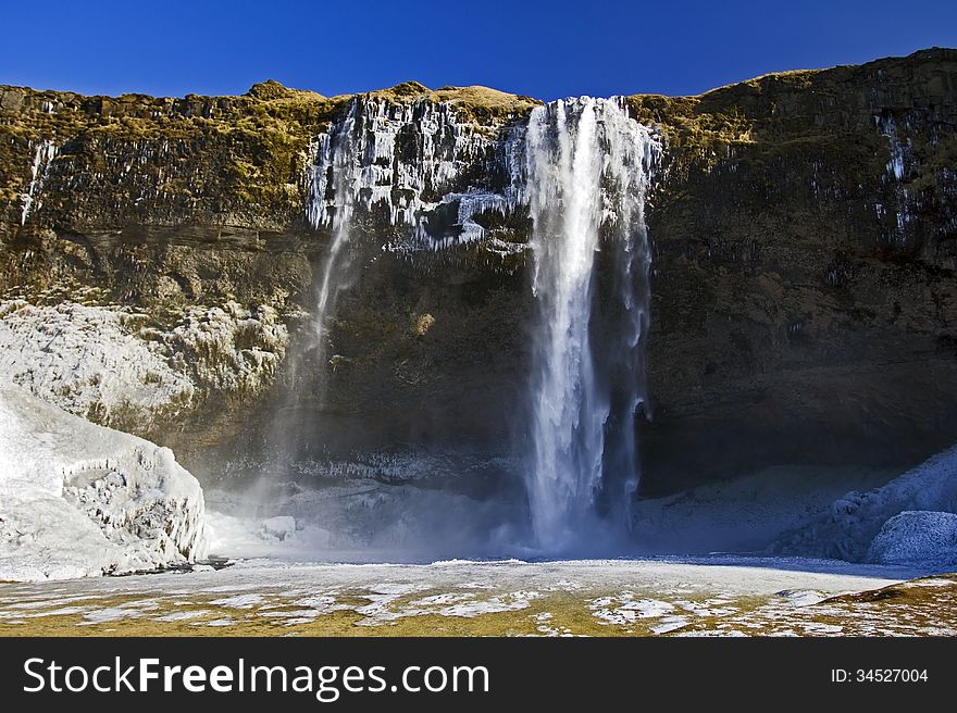 Seljalandsfoss Waterfall, Iceland. Seljalandsfoss is one of the most beautiful waterfalls in Iceland. Seljalandsfoss Waterfall, Iceland. Seljalandsfoss is one of the most beautiful waterfalls in Iceland