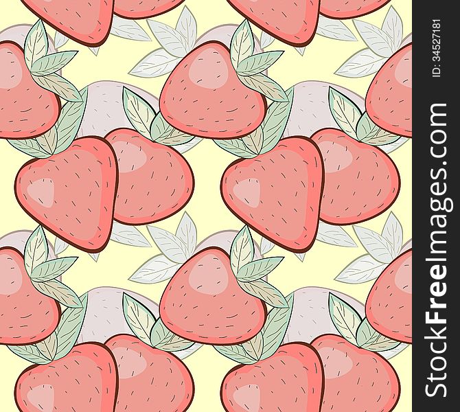 Retro pastel seamless texture with stylized strawberries. Retro pastel seamless texture with stylized strawberries