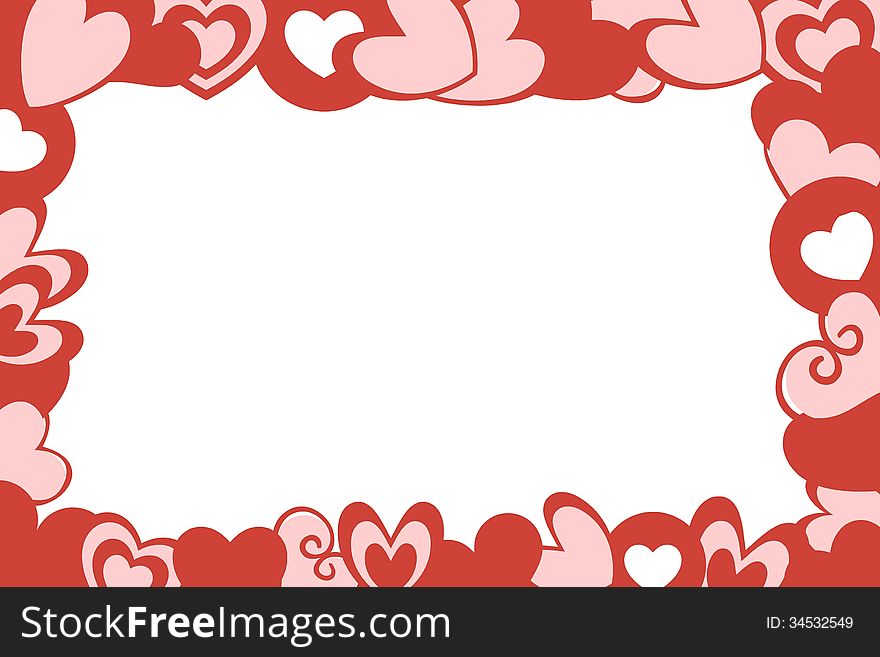 Valentine Hearts Frame White Background