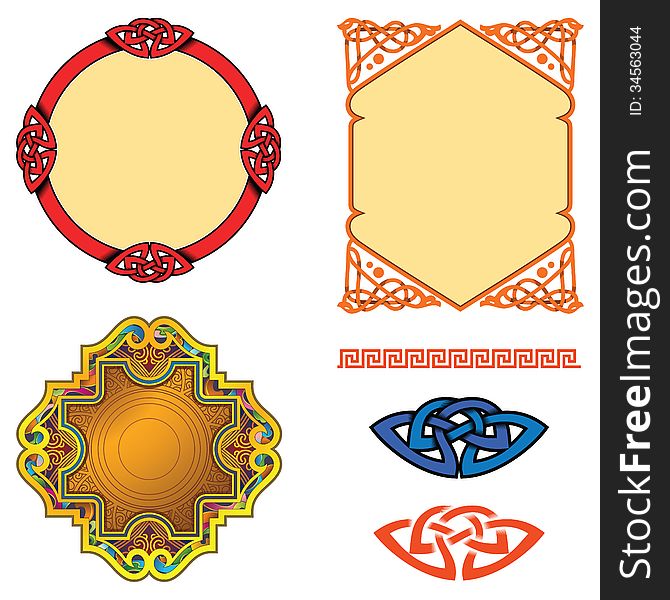 Set of ornaments and frames, vector illustration