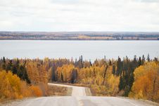 A Curving Highway Down To A Lake Royalty Free Stock Images