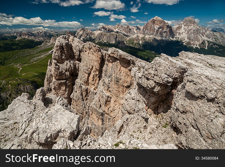 Dolomites Mountains, in the area of the mountain of Formin, Italy. Dolomites Mountains, in the area of the mountain of Formin, Italy.