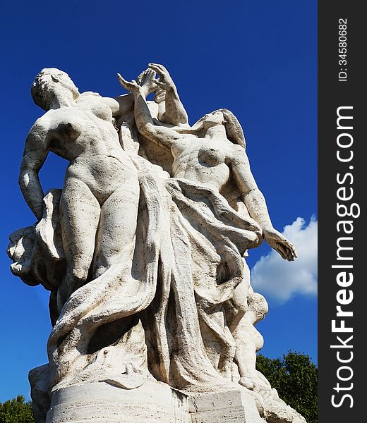 Sculpture at Vittorio Emanuele II Bridge, Rome, Italy