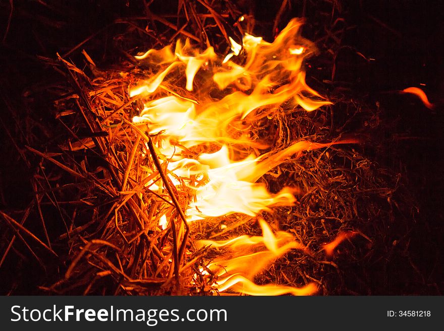 Fire Flames At Night