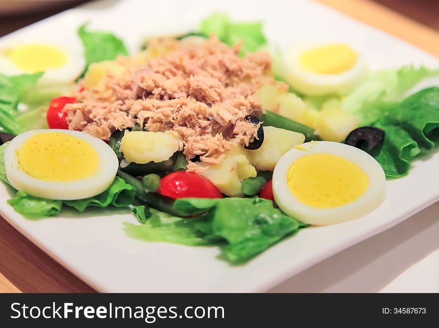 French Classic Nicoise Salad on a plate