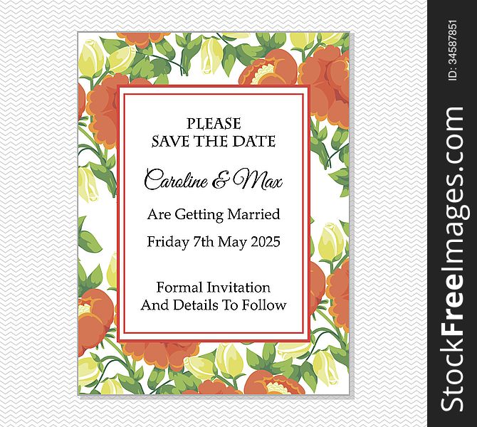 Wedding card or invitation with abstract floral background