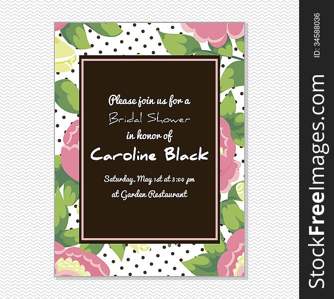 Wedding card or invitation with abstract floral background