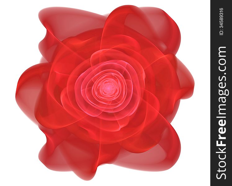 Red Rose Bud Illustration, Isolated On White