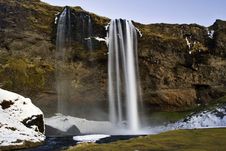 The Spectoral Beauty Of The Icy Seljalandsfoss Waterfall, Iceland Royalty Free Stock Image