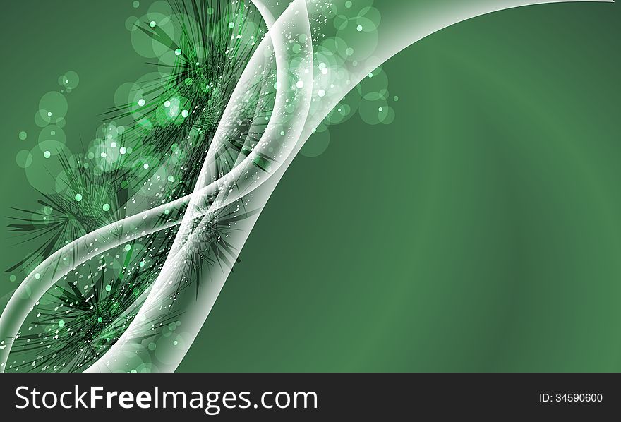 Green abstract background and objects