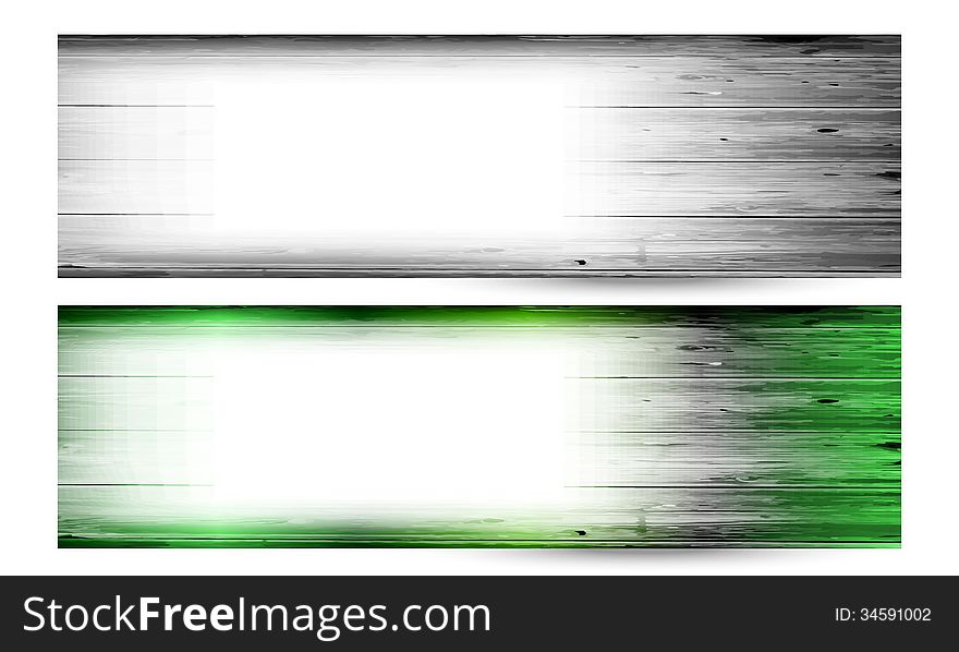 Two vector banner with wood texture