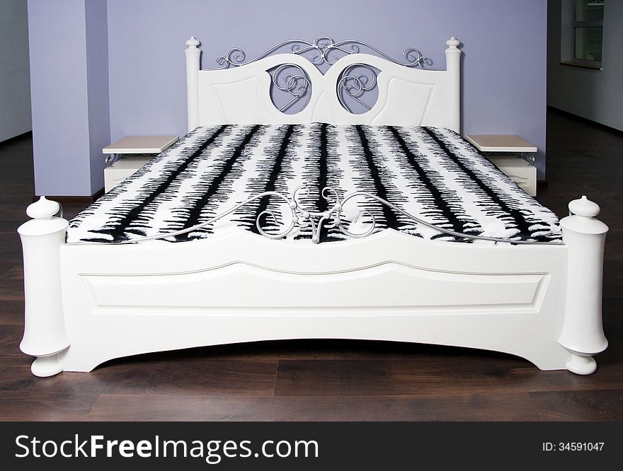 White Bed In Modernist Style