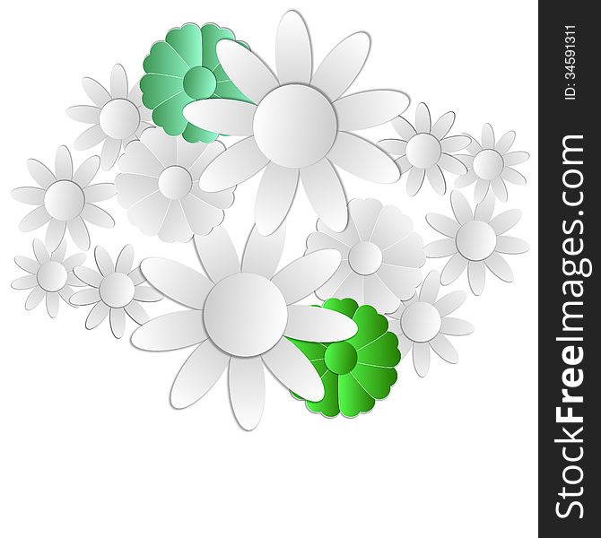 Gray and green vector flowers background. Gray and green vector flowers background