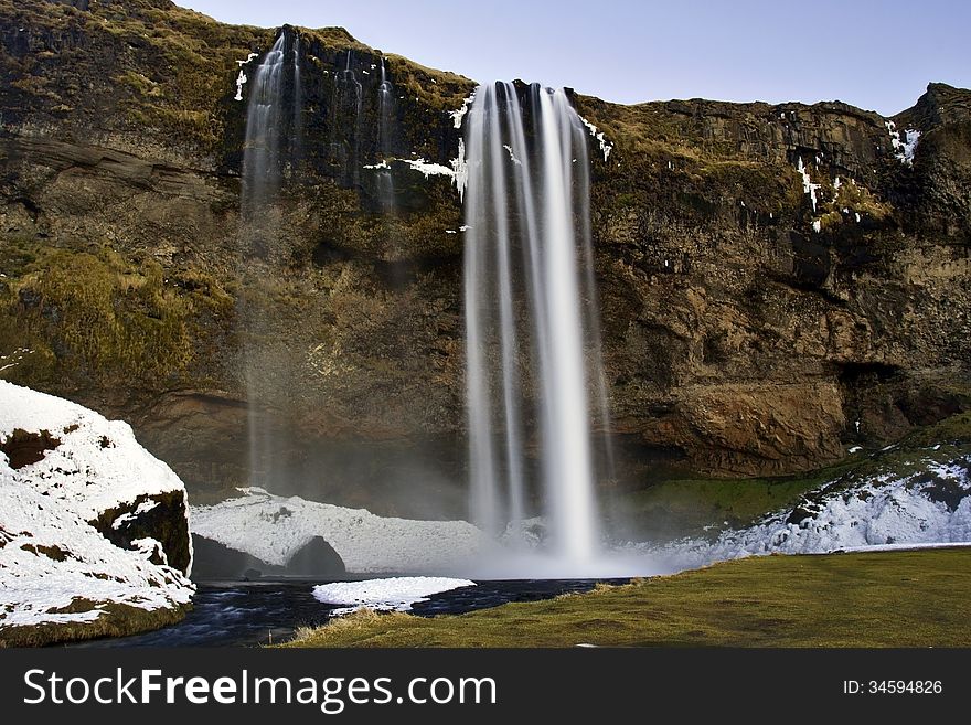 Seljalandsfoss Waterfall, Iceland. Seljalandsfoss is one of the most beautiful waterfalls in Iceland. Seljalandsfoss Waterfall, Iceland. Seljalandsfoss is one of the most beautiful waterfalls in Iceland