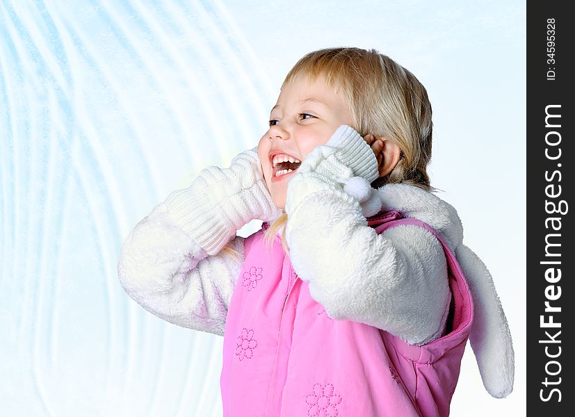 Little girl wearing a scarf, christmas, winter, frost