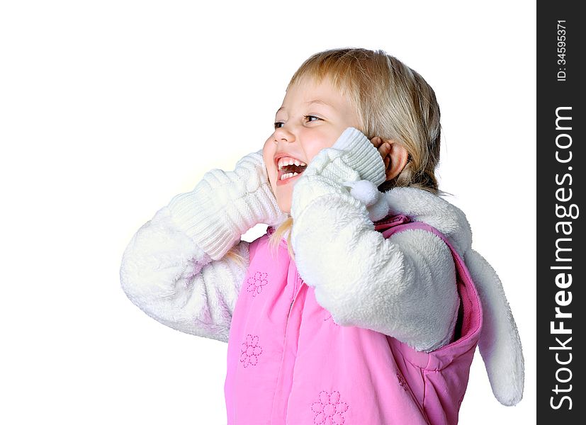 Little Girl Wearing A Scarf, Christmas, Winter, Frost