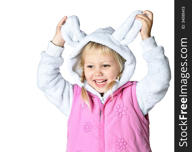 Portrait of a little girl wearing a scarf, christmas, winter, frost