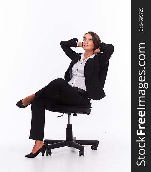 Businesswoman Sit On Chair