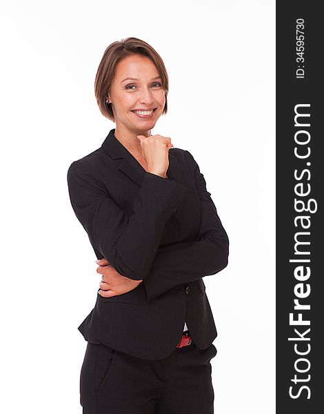 Business Woman Smiling On White