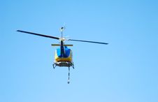 Blue And Yellow Helicopter Royalty Free Stock Photography