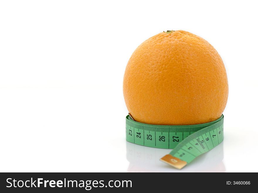 Fresh orange on white background - diet. Fresh orange on white background - diet