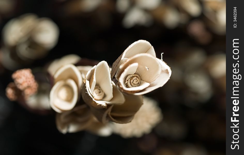 Artificial flower made from bark.