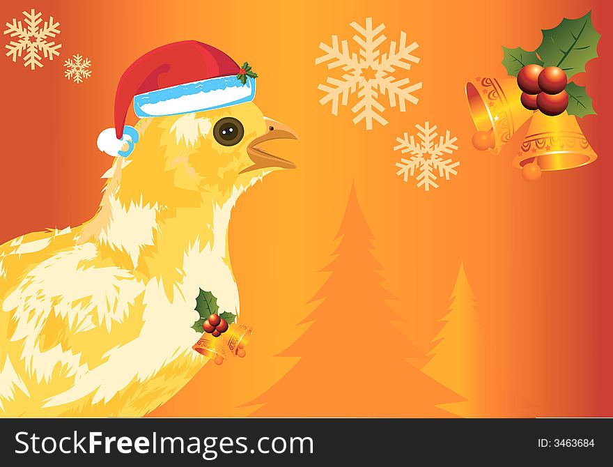 Chick dress for celebration with jingles and bells around. Chick dress for celebration with jingles and bells around