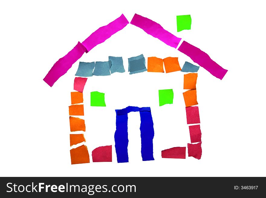 House from paper on white background