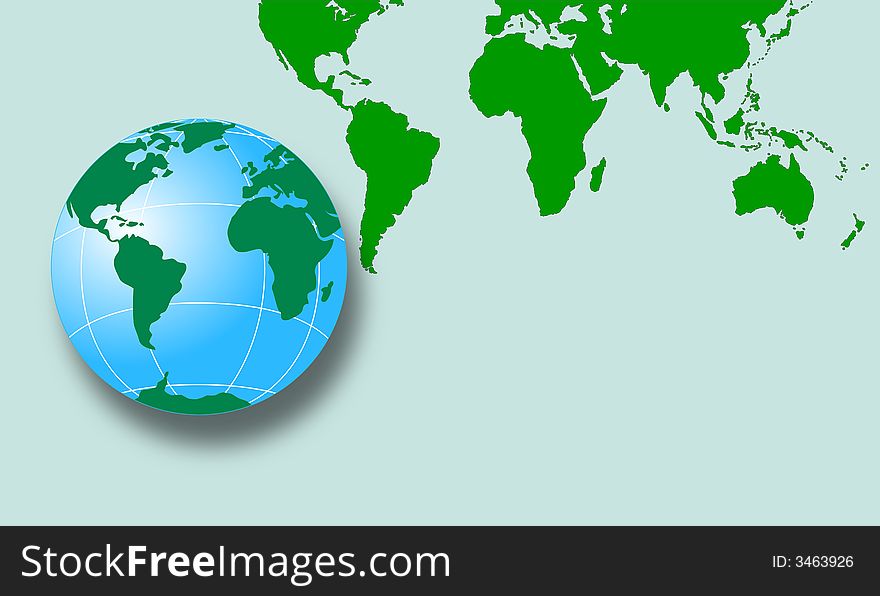 Vector art of a World map with globe