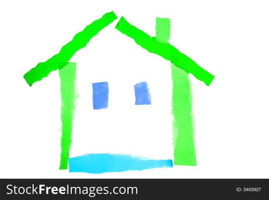 House from paper on white background