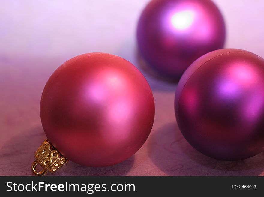 Pink and purple christmas baubles ,christmas decoration