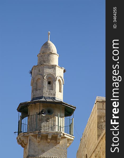 Minaret in Jerusalem old city. Minaret in Jerusalem old city