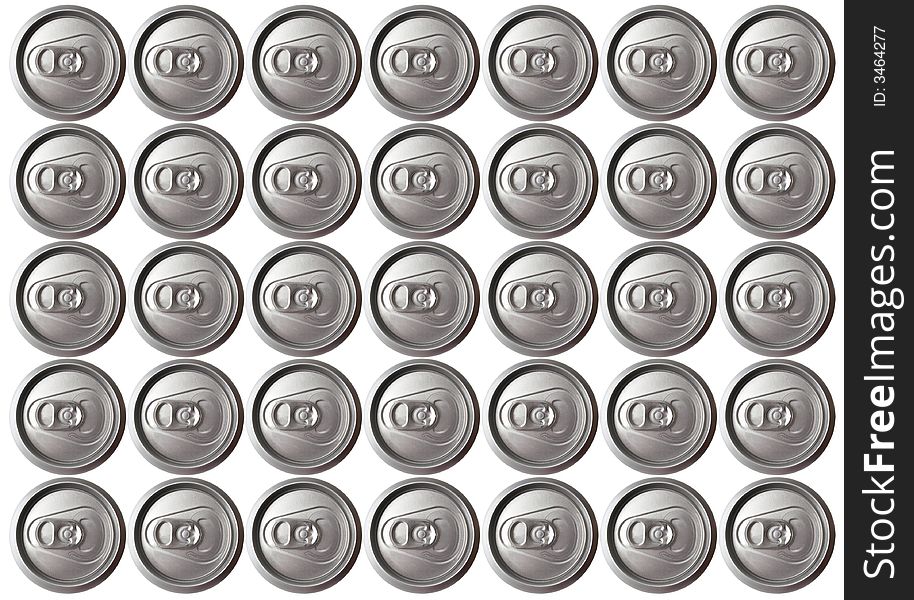 Lot of tins as wall on white background. Lot of tins as wall on white background