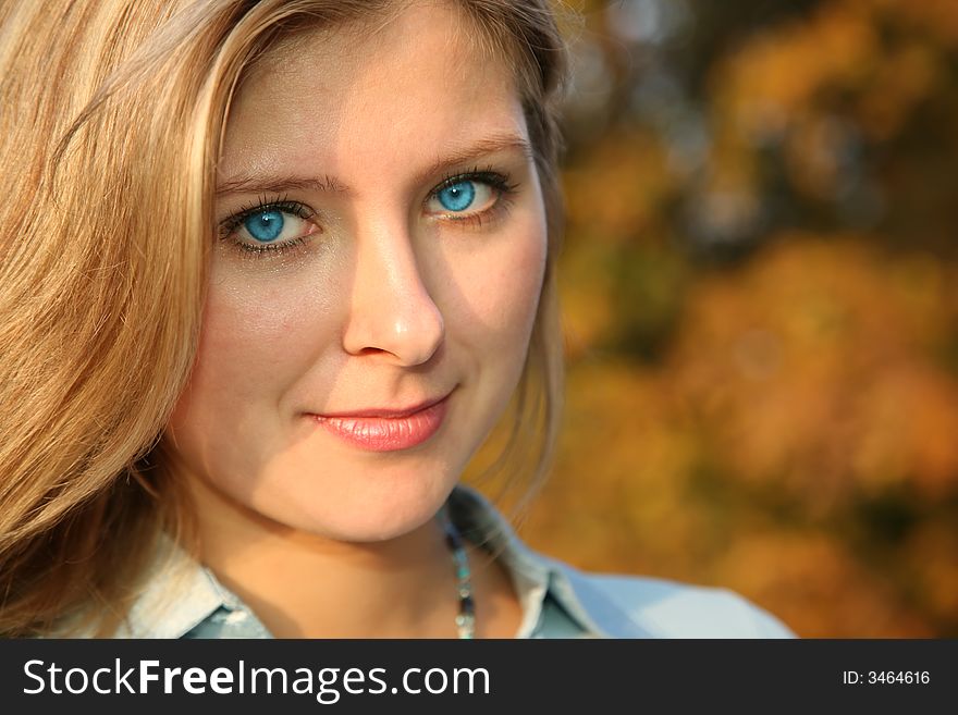 Close-up of the blue-eyed blond. Close-up of the blue-eyed blond