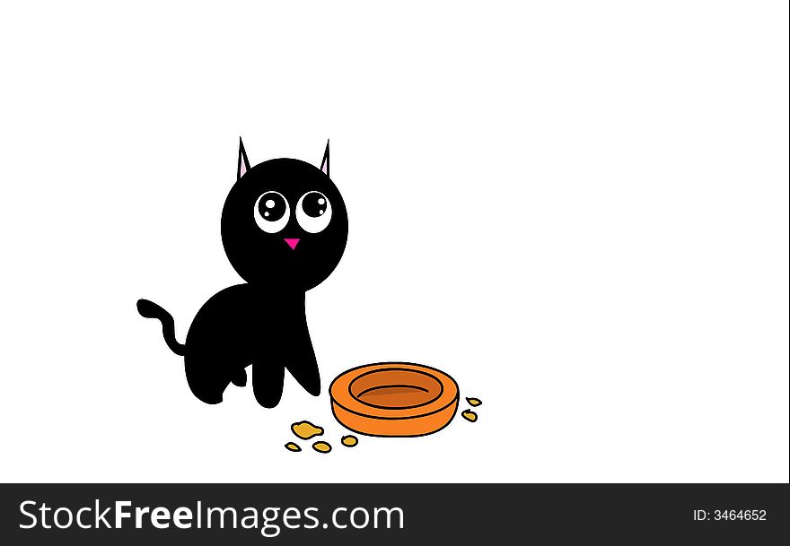 Black cat on a white background