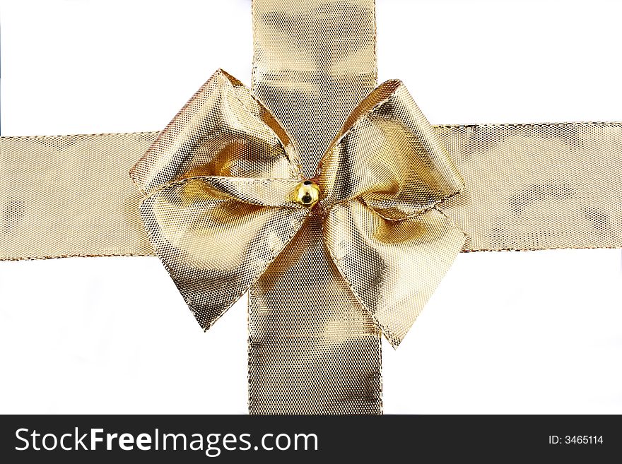 Gift golden ribbon and bow