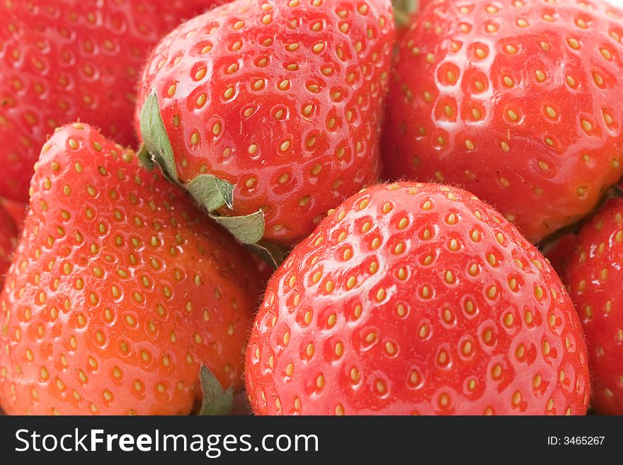 Red ripe strawberry background close-up
