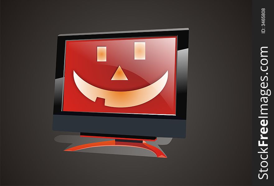 Black Halloween lcd monitor isolated with black background