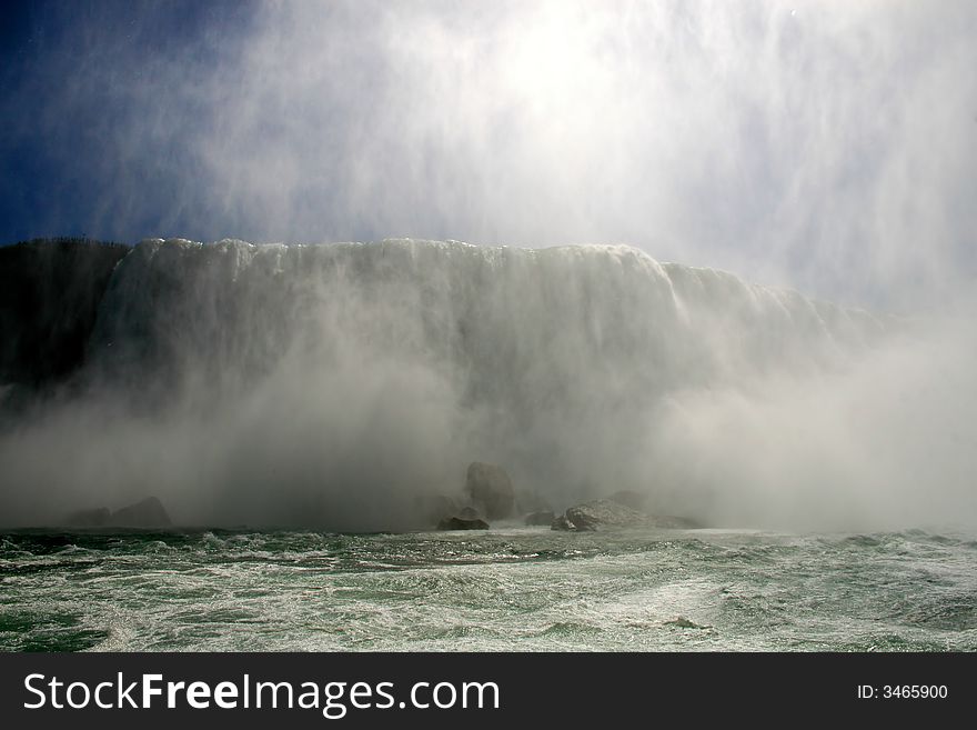 This dramatic river view captures the powerful drama of Niagara's thunderous Horseshoe Falls. This dramatic river view captures the powerful drama of Niagara's thunderous Horseshoe Falls.