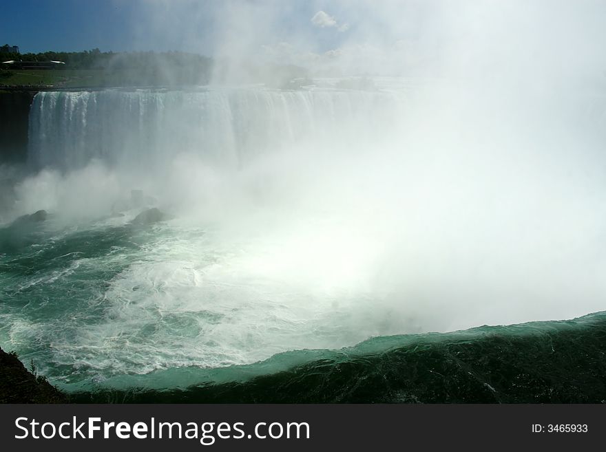 This falls top view captures the powerful drama of Niagara's thunderous Horseshoe Falls. This falls top view captures the powerful drama of Niagara's thunderous Horseshoe Falls.