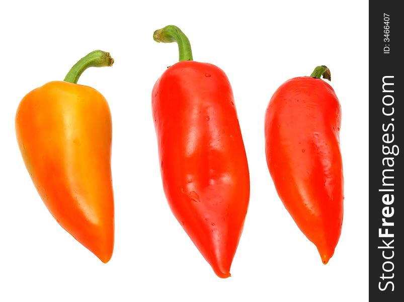 Three peppers isolated on white