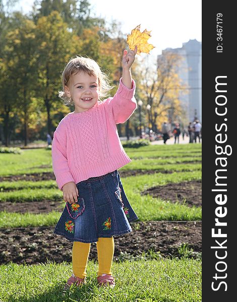 Girl with the yellow leaf. Girl with the yellow leaf