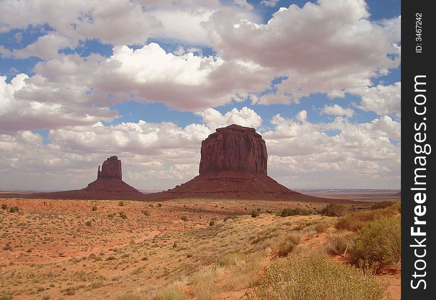 The picture of Buttes taken from Valley Drive in Monument Valley. The picture of Buttes taken from Valley Drive in Monument Valley
