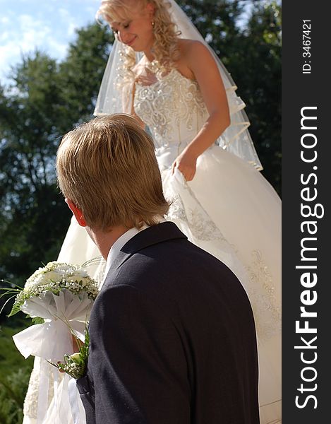 A wedding bride and bridegroom