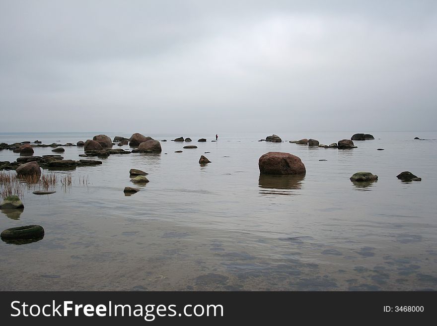 The silent sea in a cool of October. The silent sea in a cool of October