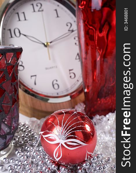 Christmas decoration setup with diverse objects