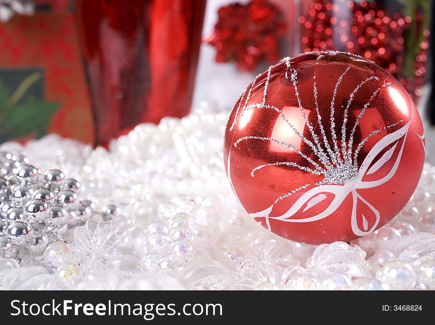 Christmas decoration setup with diverse objects