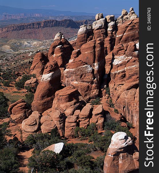 Eroded sandstone forms at Arches National Park. Eroded sandstone forms at Arches National Park