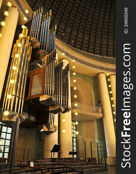 Church pipes organ in Berlin catholic church