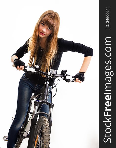 Young girl with bike.